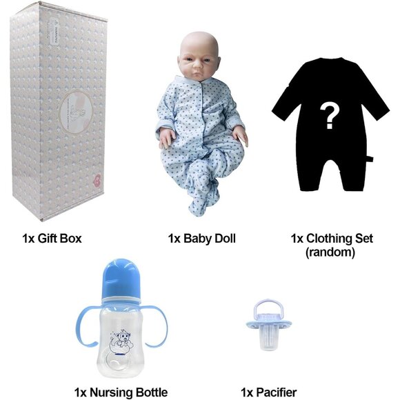 🆕18 inch Full Body Platinum Silicone Bald Baby Dolls Opened Eyes Newborn Boy - Picture 8 of 8